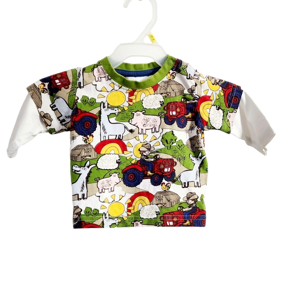 H&M farm animal tractor fall infant shirt